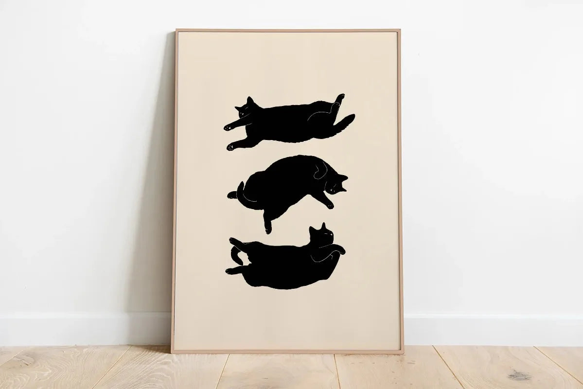 Sleeping Kitten Canvas Print | Minimalist Animal Wall Art