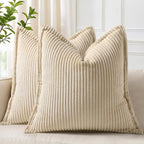 Boho Striped Corduroy Cushion Covers — Set of 2