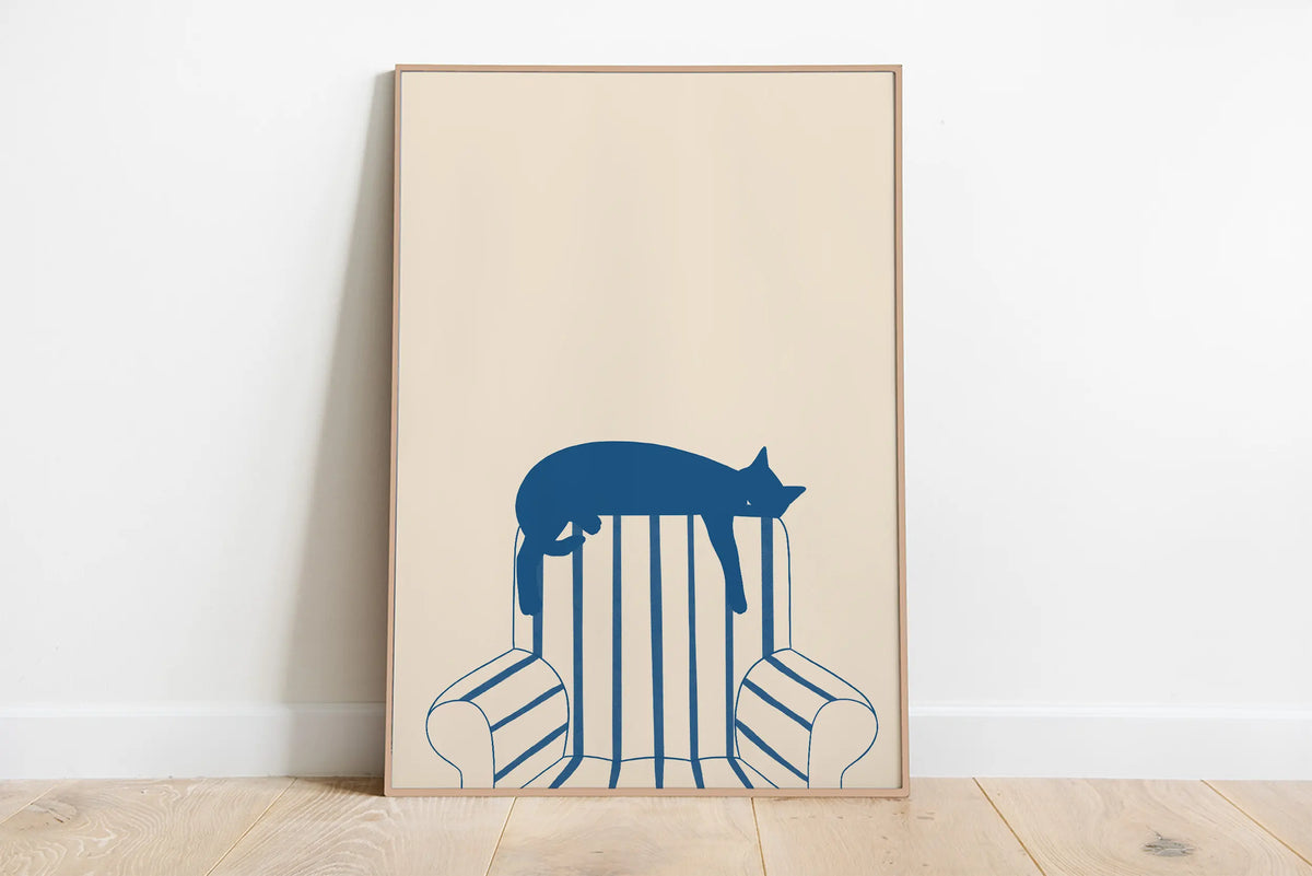 Sleeping Kitten Canvas Print | Minimalist Animal Wall Art