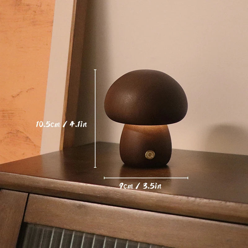 Minimal Wood Mushroom Night Light