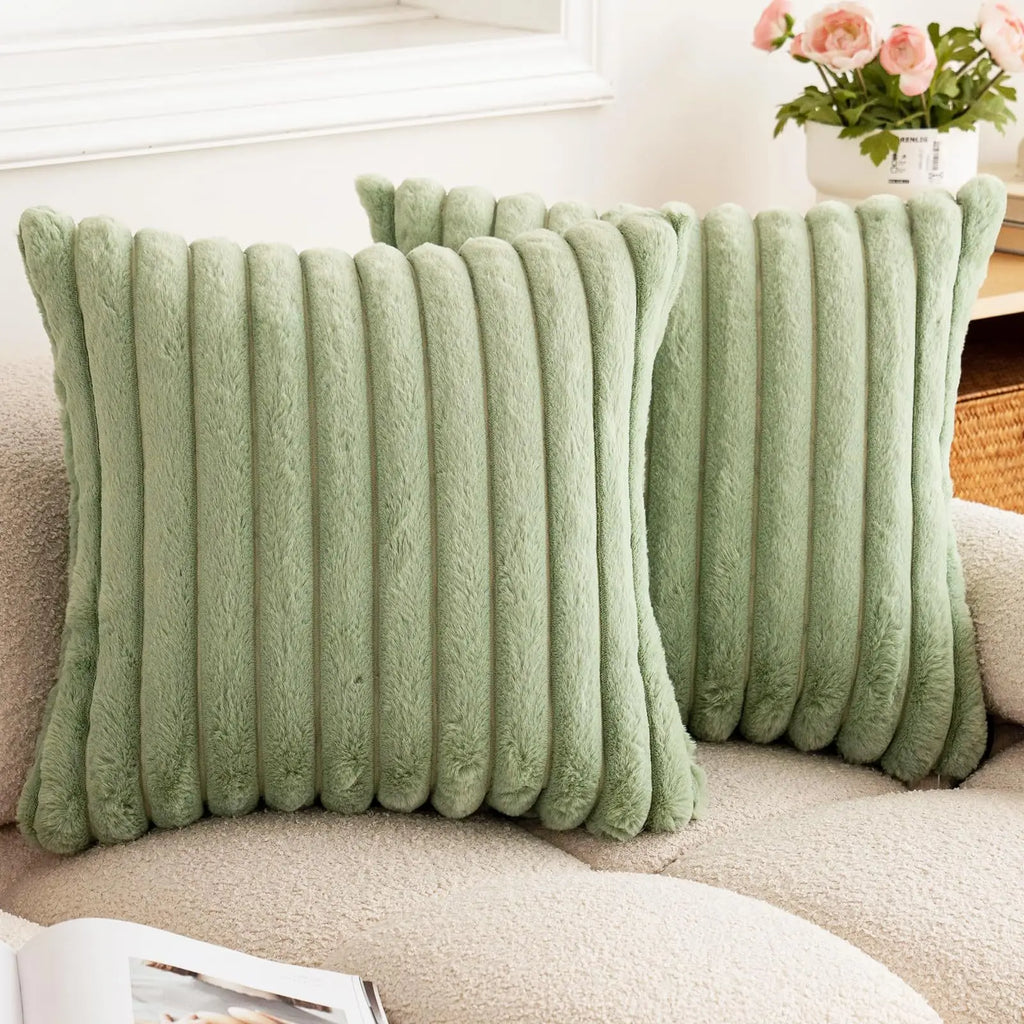 Faux Fur Ribbed Cushion Cover