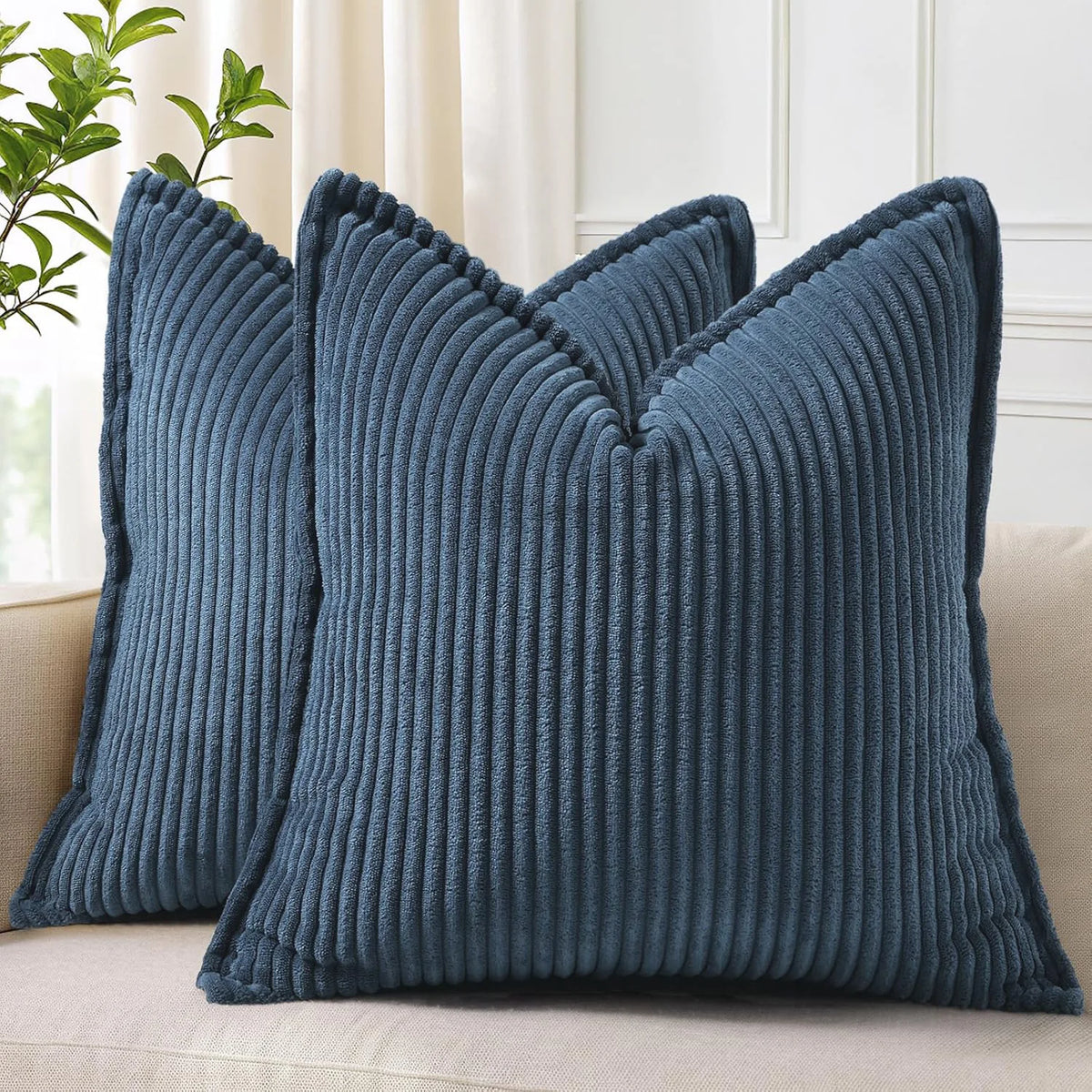 Boho Striped Corduroy Cushion Covers — Set of 2