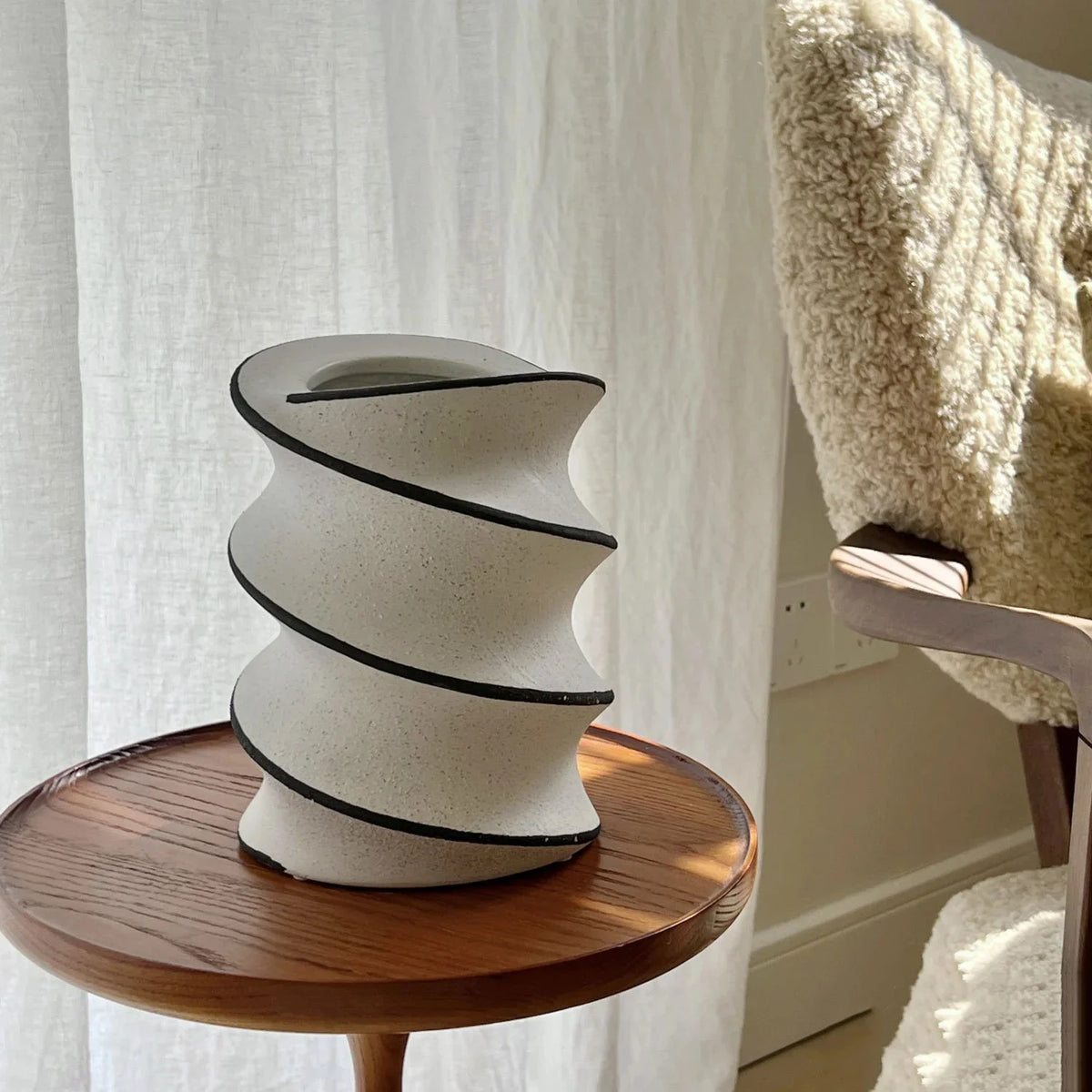 Hand-Painted Spiral Ceramic Vase