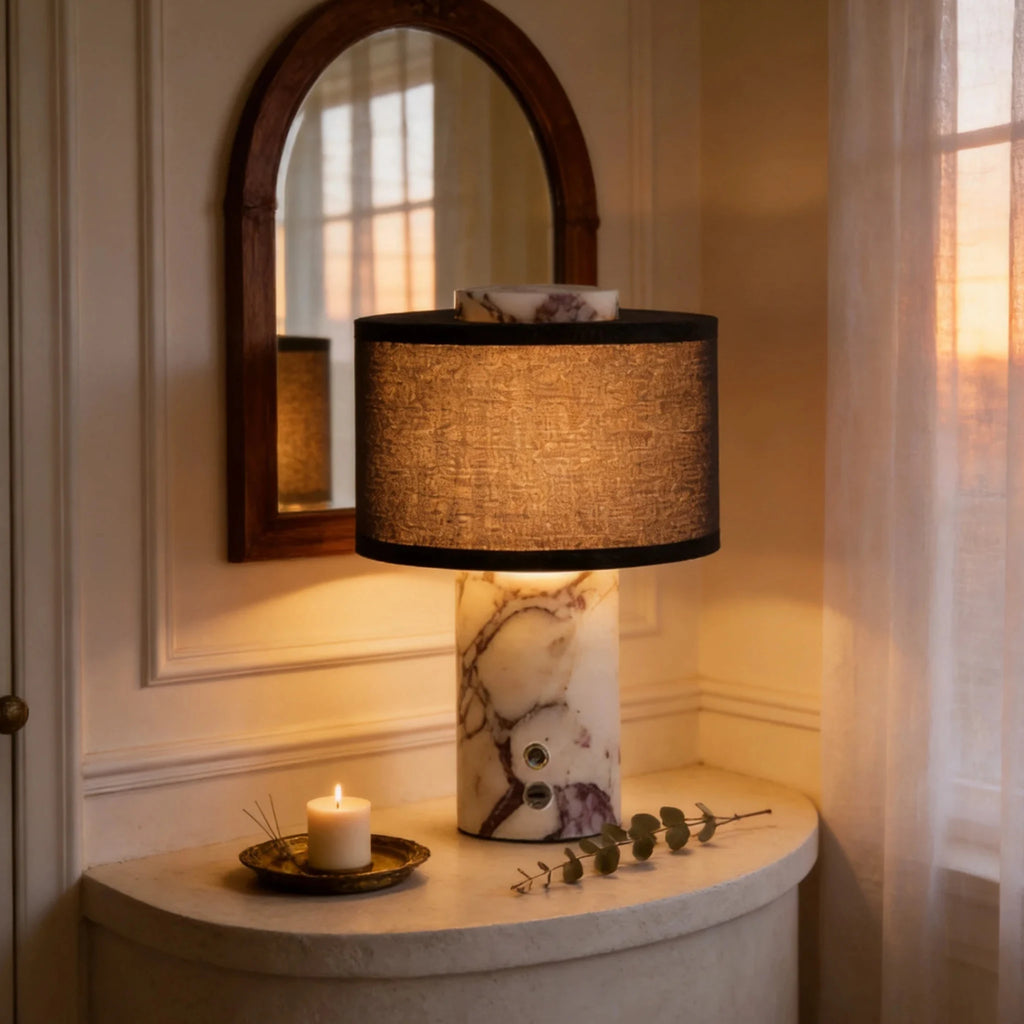 Calacatta Marble & Fabric Table Lamp