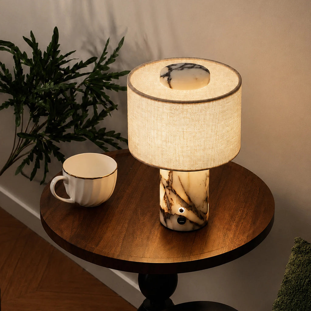 Calacatta Marble & Fabric Table Lamp
