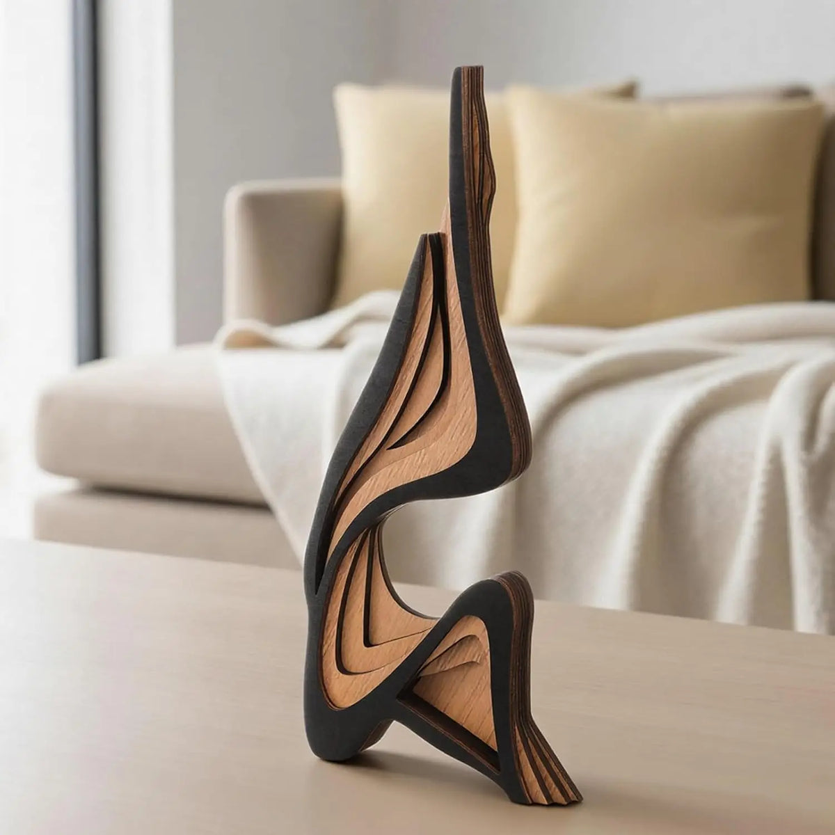 Carved Wood Abstract Sculpture