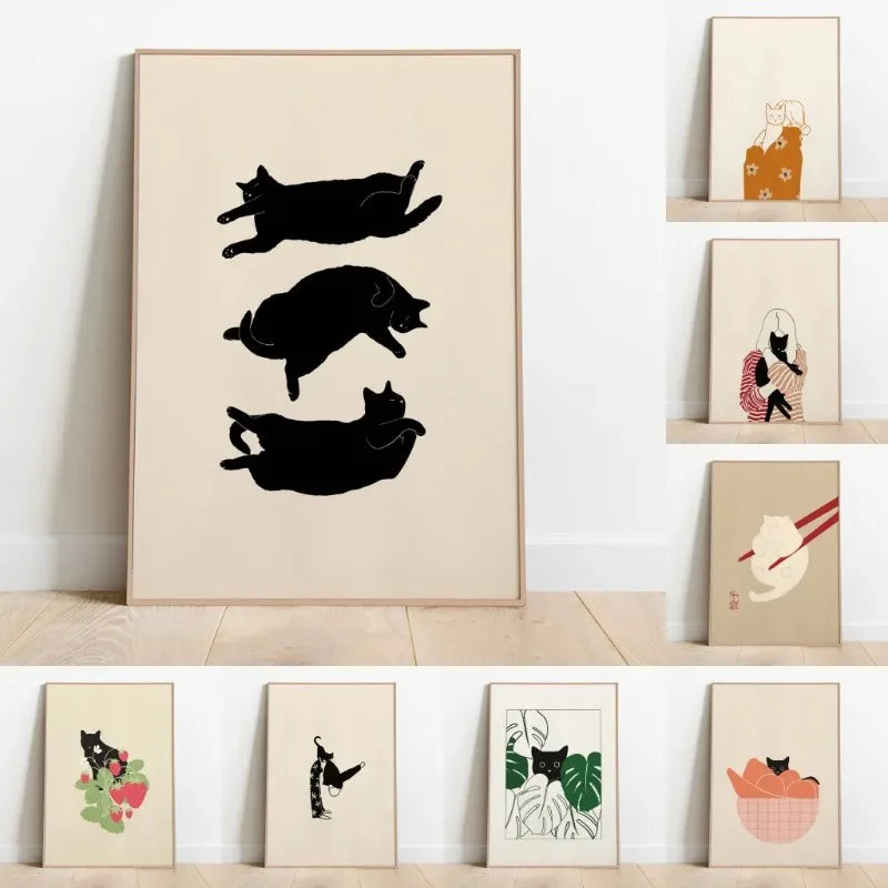 Sleeping Kitten Canvas Print | Minimalist Animal Wall Art