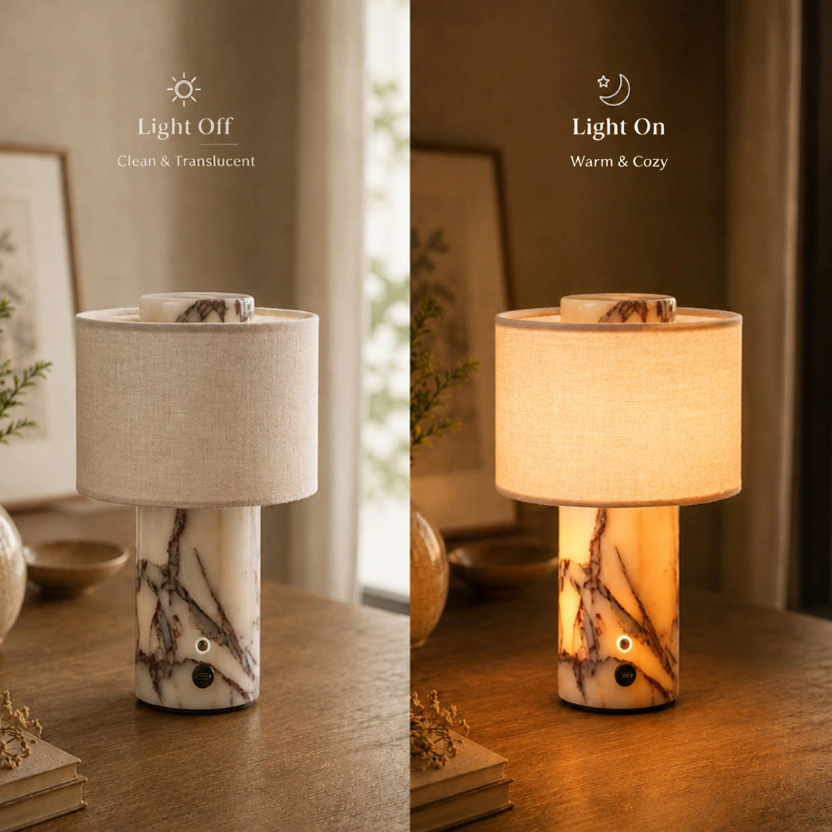 Calacatta Marble & Fabric Table Lamp