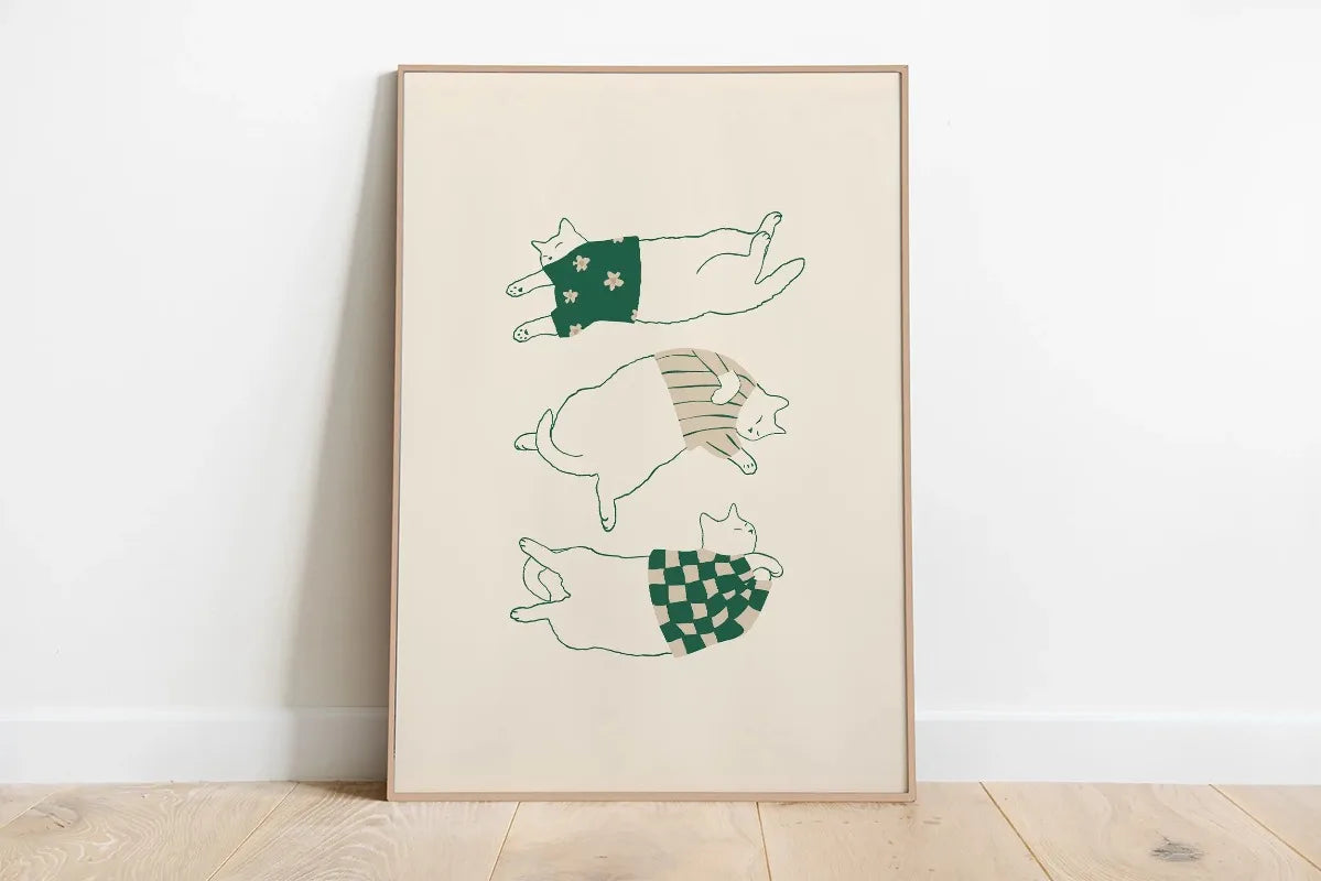 Sleeping Kitten Canvas Print | Minimalist Animal Wall Art