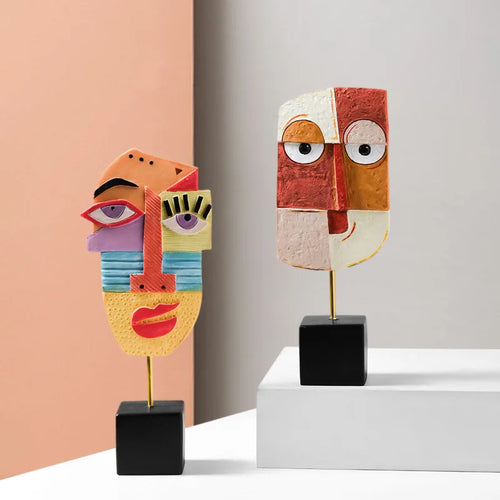 Abstract Face Resin Sculpture