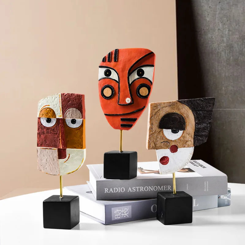 Abstract Face Resin Sculpture