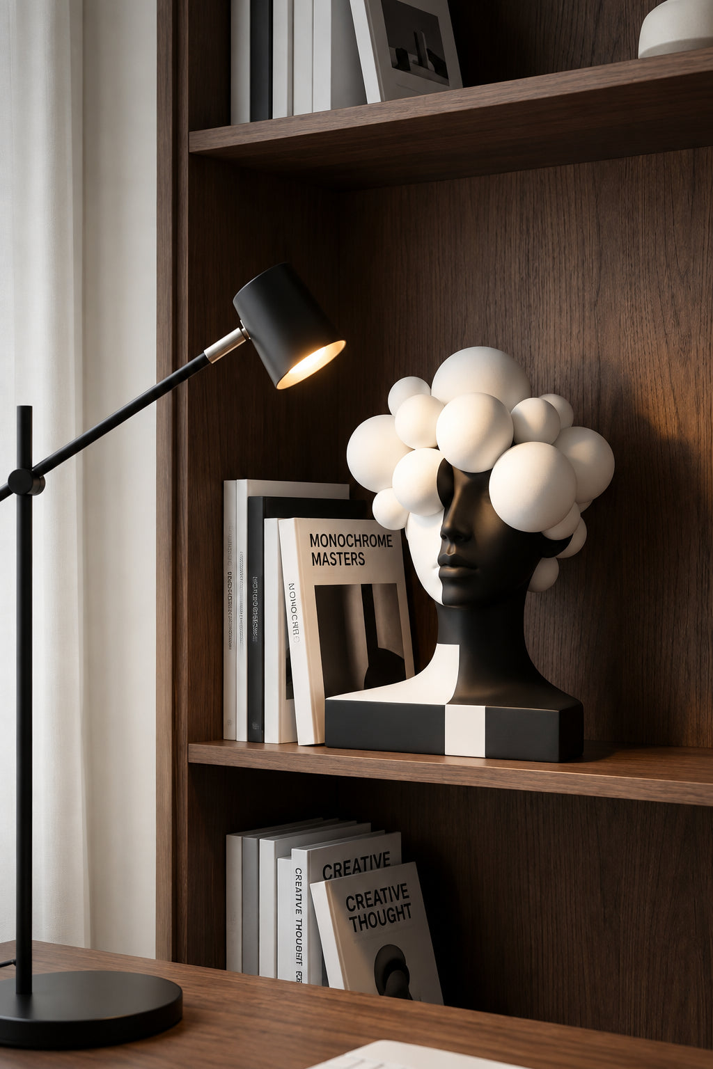 B&W Art Deco Abstract Human Figure Sculpture