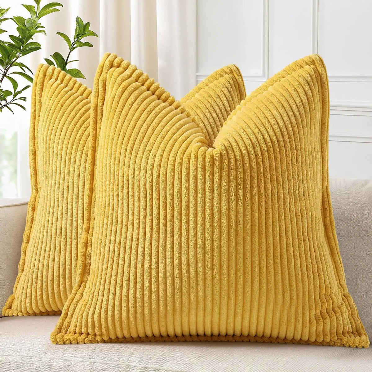 Boho Striped Corduroy Cushion Covers — Set of 2