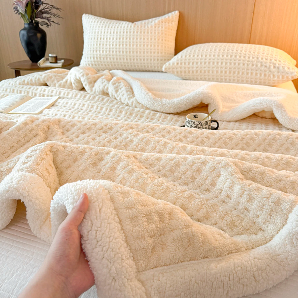 Double-Layer Fleece & Lambswool Throw