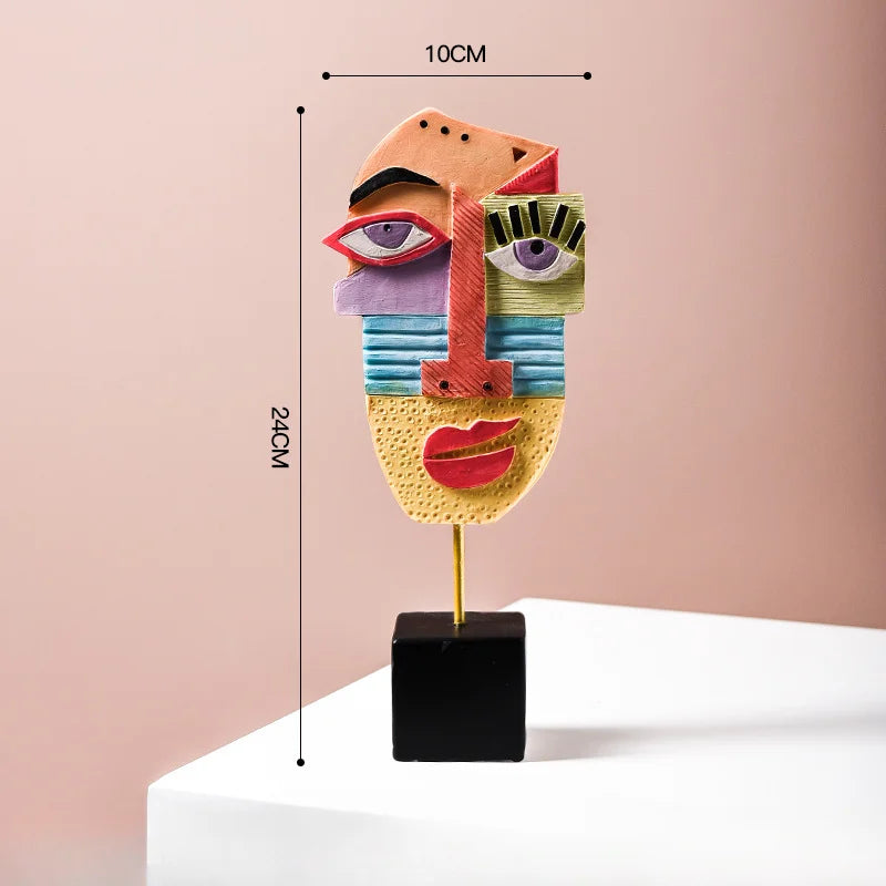 Abstract Face Resin Sculpture