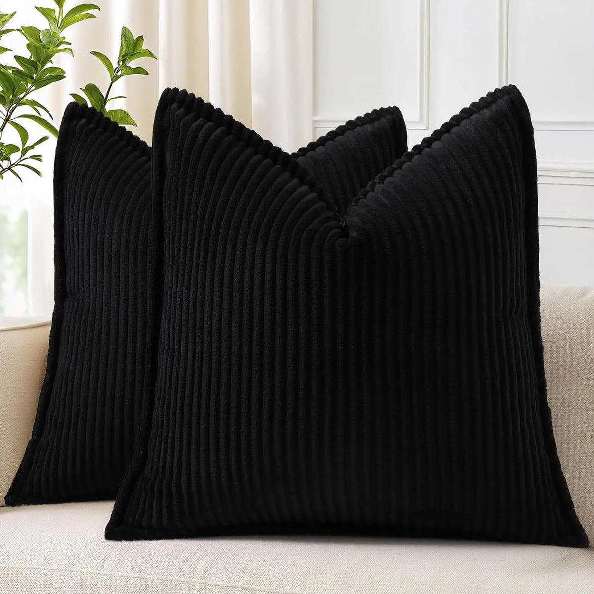Boho Striped Corduroy Cushion Covers — Set of 2