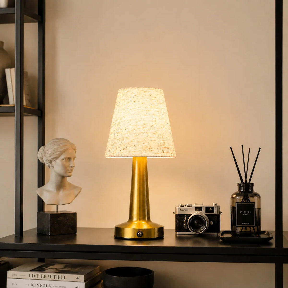 Iron Fabric Shade Bedside Lamp