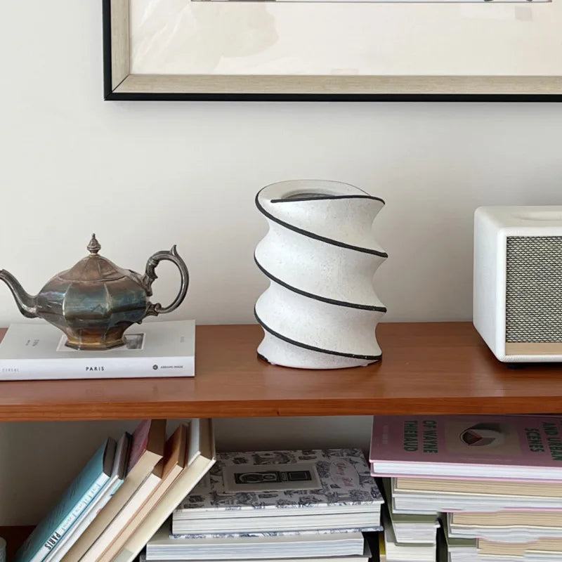 Hand-Painted Spiral Ceramic Vase