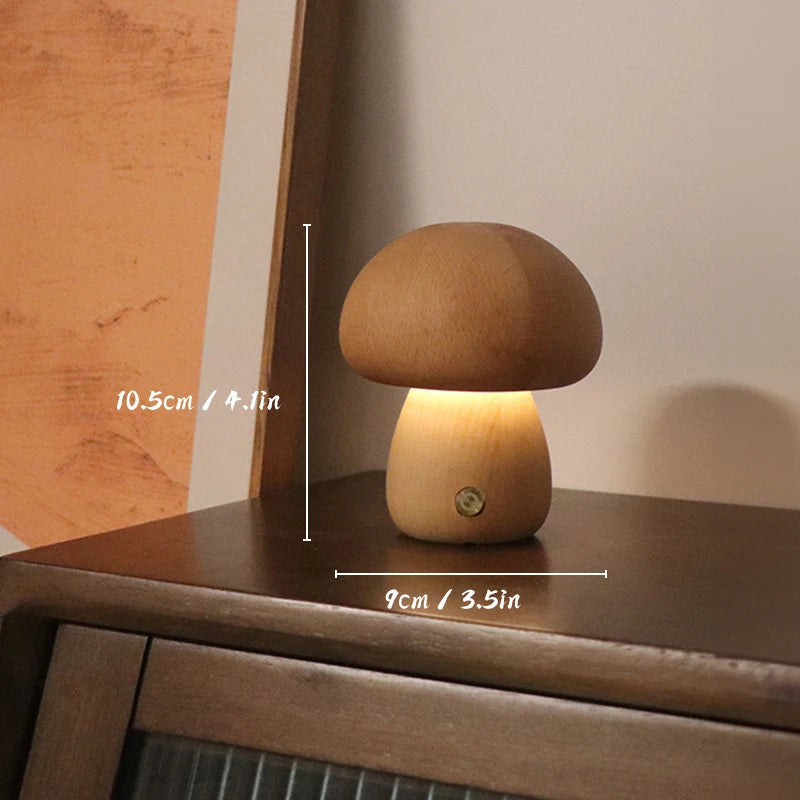 Minimal Wood Mushroom Night Light