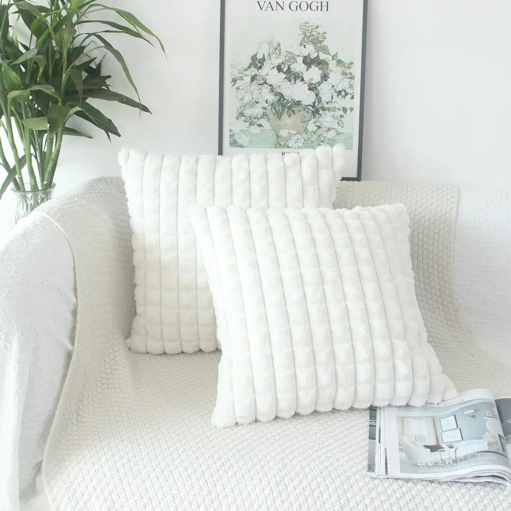 Faux Rabbit Plush Cushion Cover