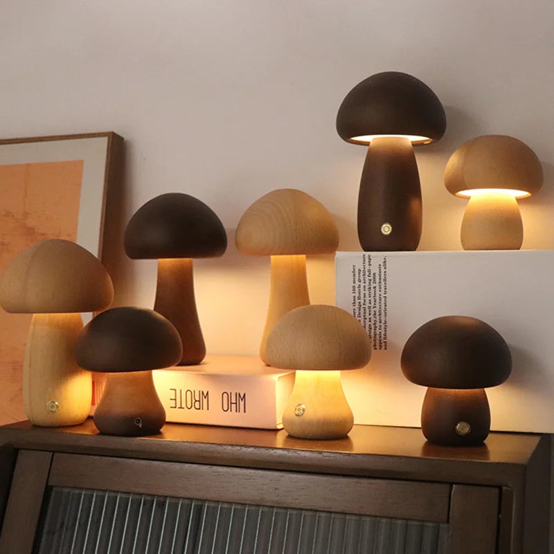 Minimal Wood Mushroom Night Light