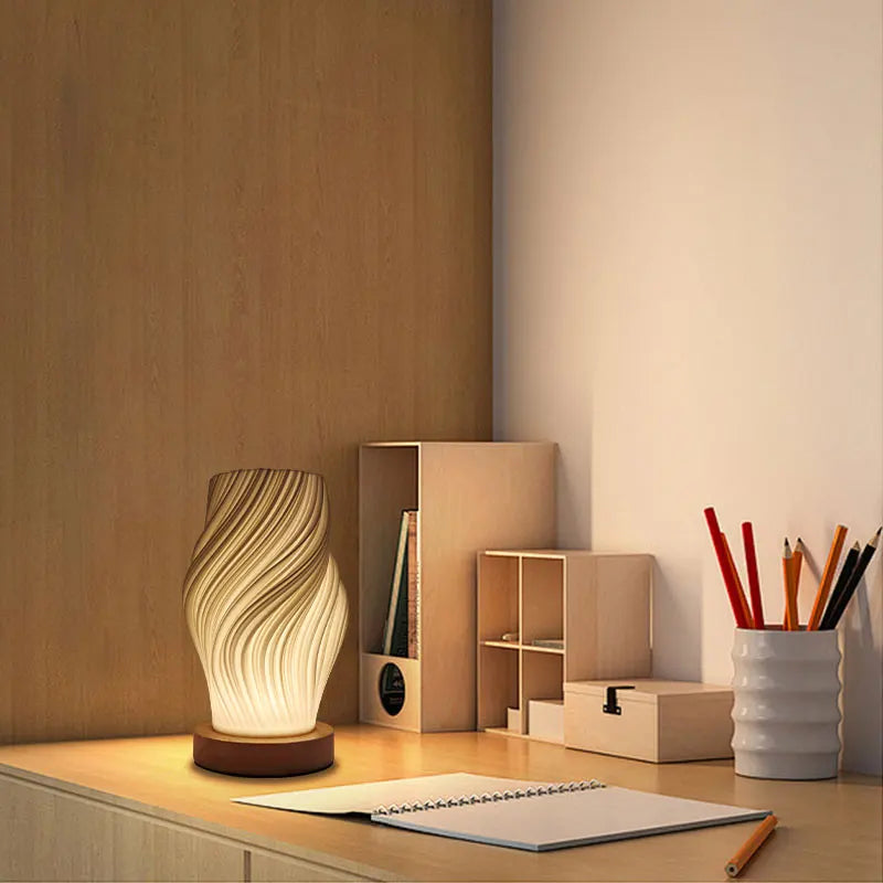 Minimalist Table Lamp with Wooden Base