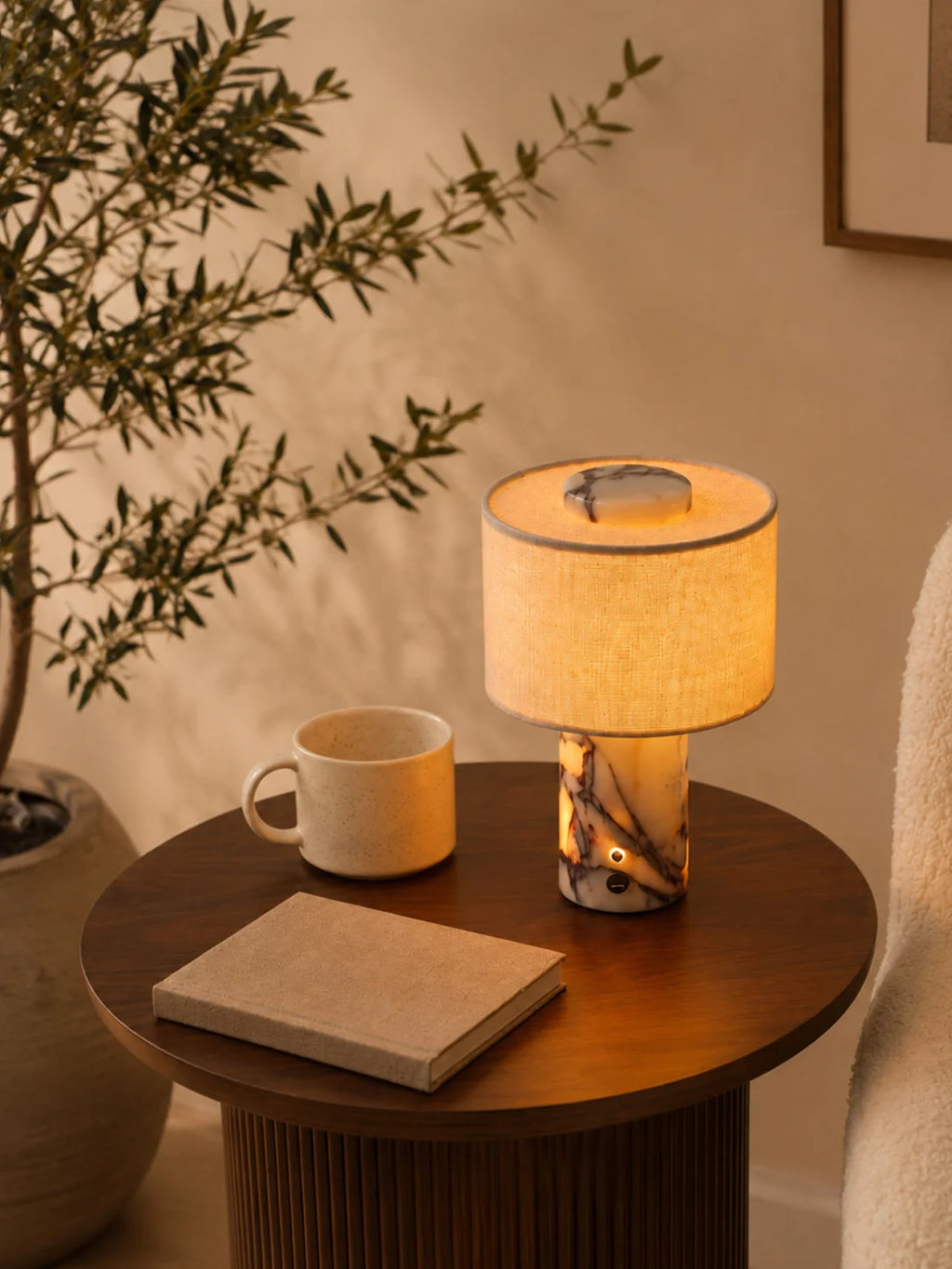 Calacatta Marble & Fabric Table Lamp