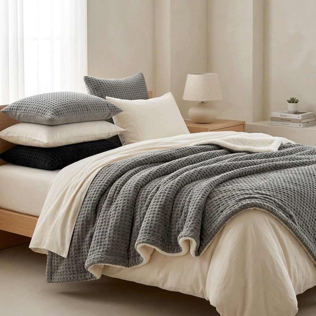 Double-Layer Fleece & Lambswool Throw