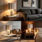 Marble & Pleated Fabric Table Lamp