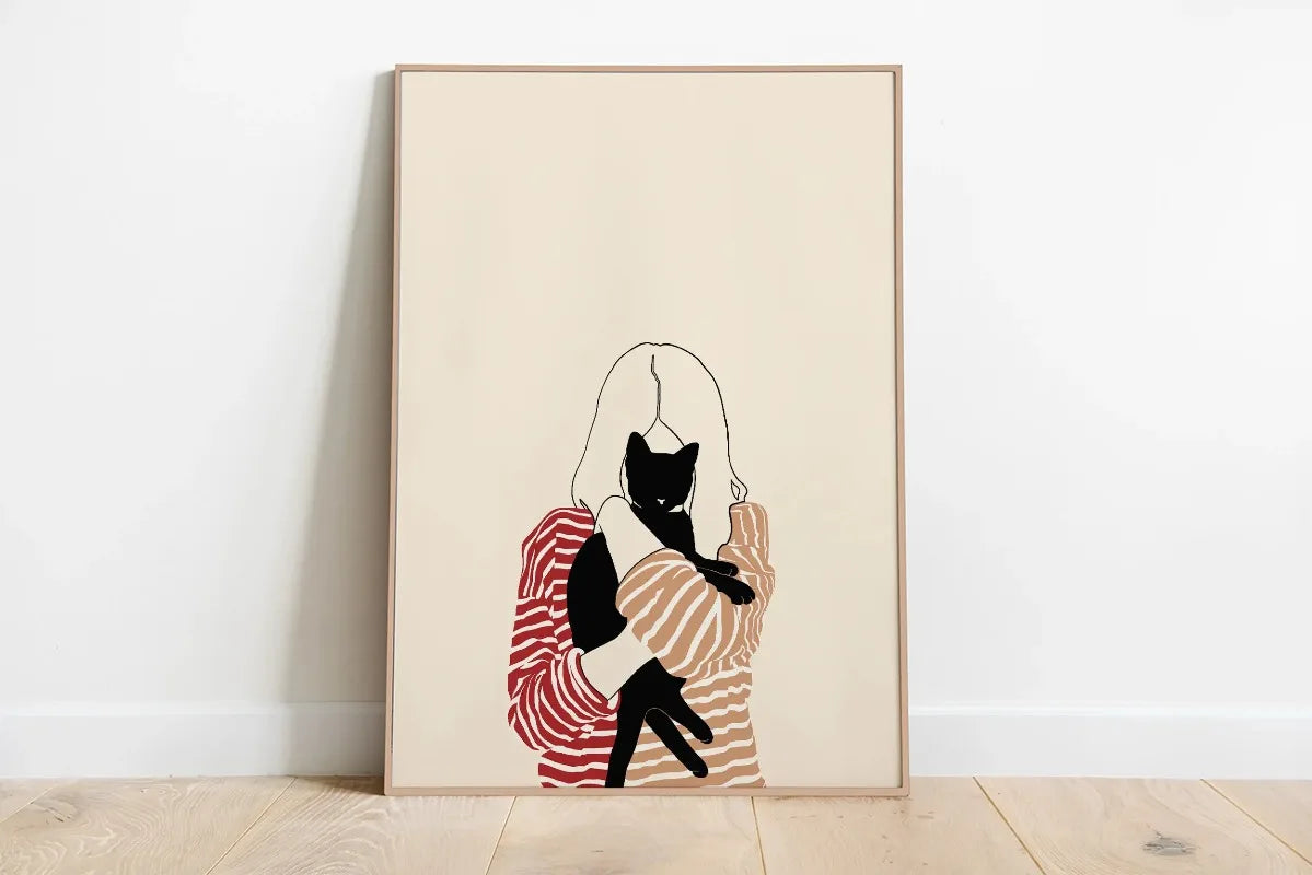 Sleeping Kitten Canvas Print | Minimalist Animal Wall Art