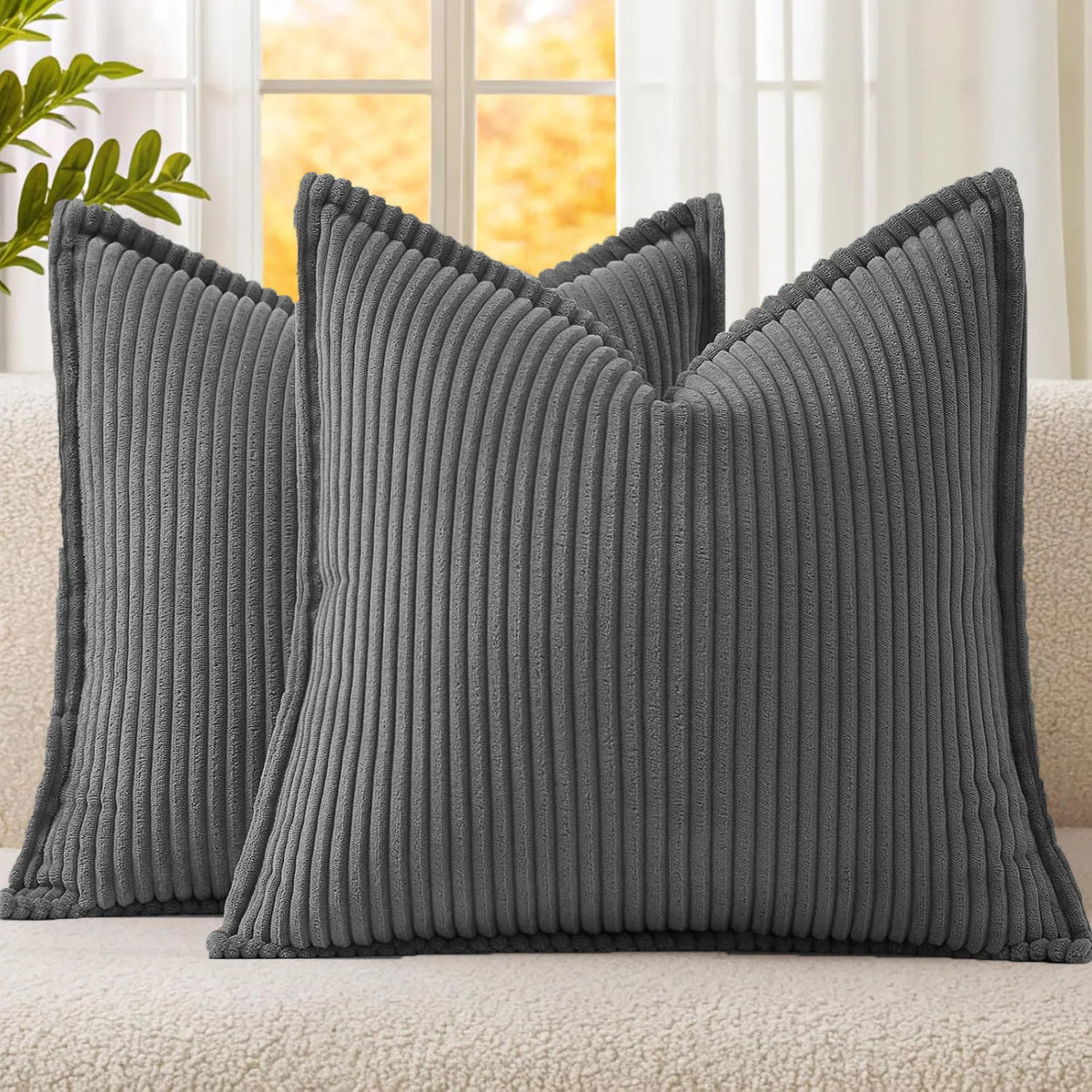 Boho Striped Corduroy Cushion Covers — Set of 2