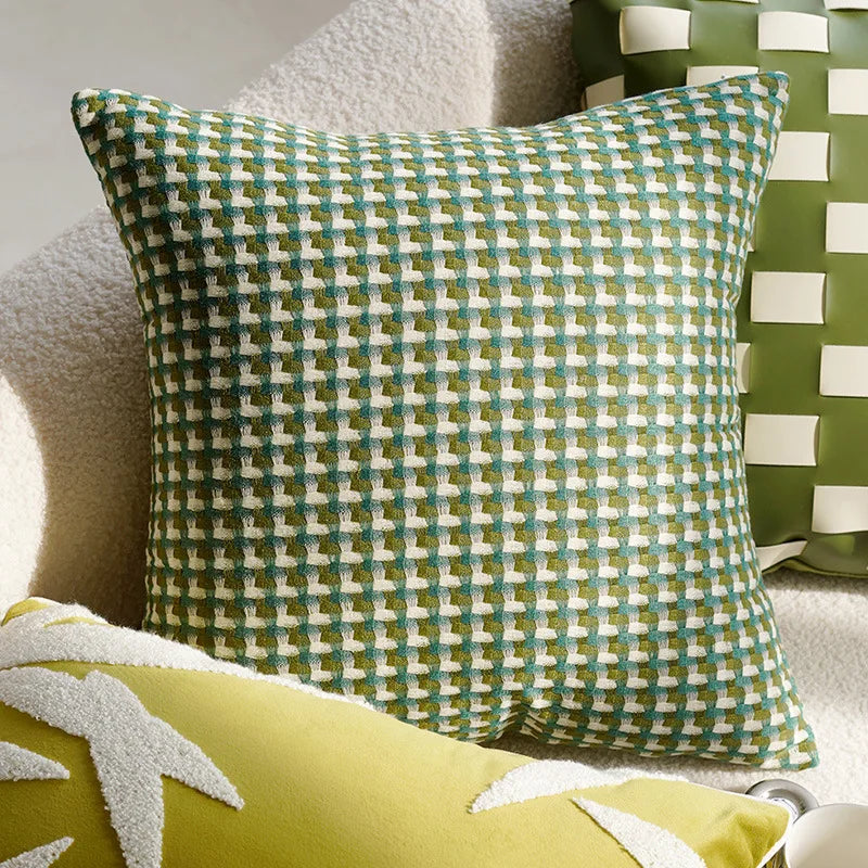 Shades of Green Woven Cushion Cover