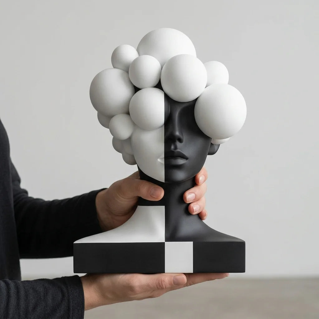 B&W Art Deco Abstract Human Figure Sculpture