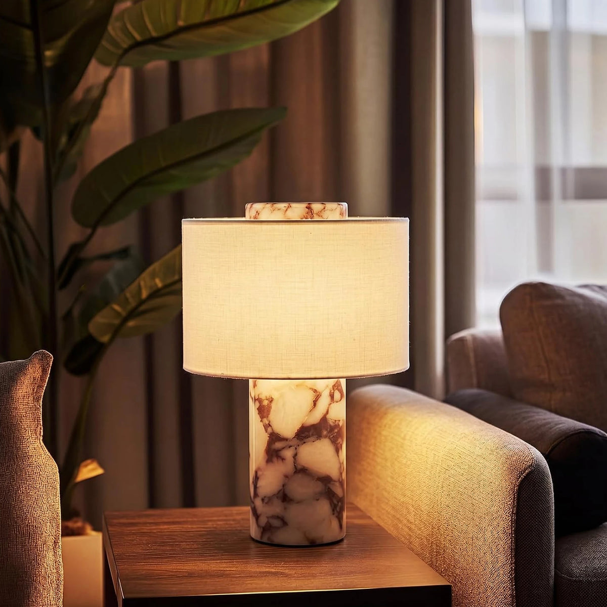 Calacatta Marble & Fabric Table Lamp