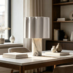 Marble & Pleated Fabric Table Lamp