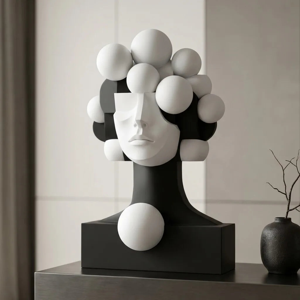 B&W Art Deco Abstract Human Figure Sculpture