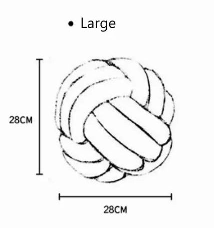Diagram showing the size comparison between large and small knots with measurements.