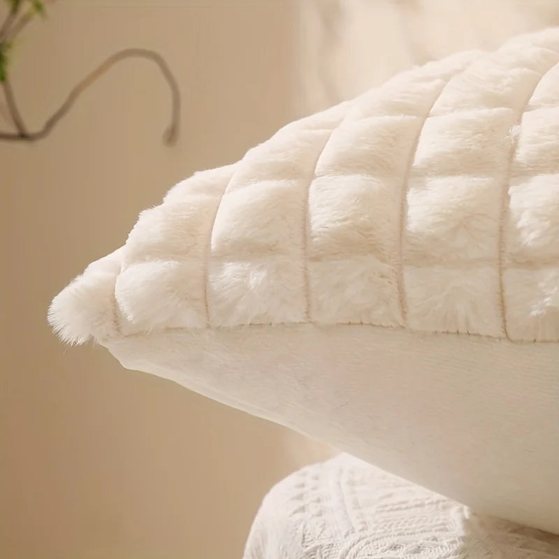 Faux Rabbit Plush Cushion Cover