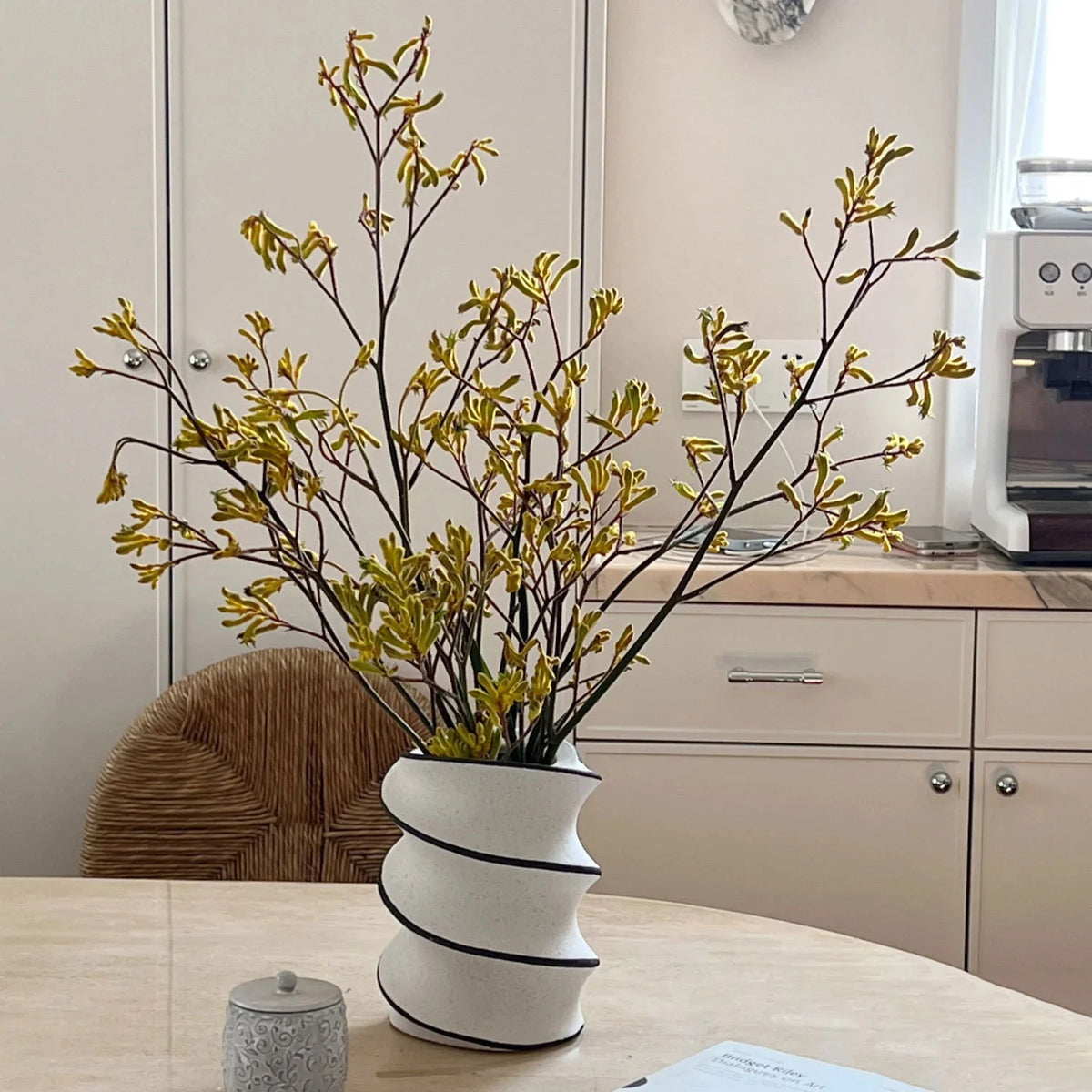Hand-Painted Spiral Ceramic Vase