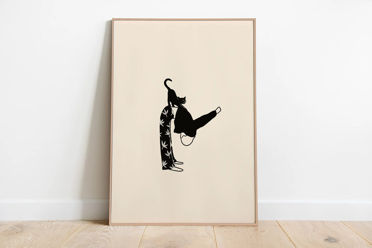 Sleeping Kitten Canvas Print | Minimalist Animal Wall Art