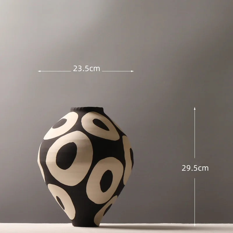 Hand-Drawn Geometric Ceramic Vase